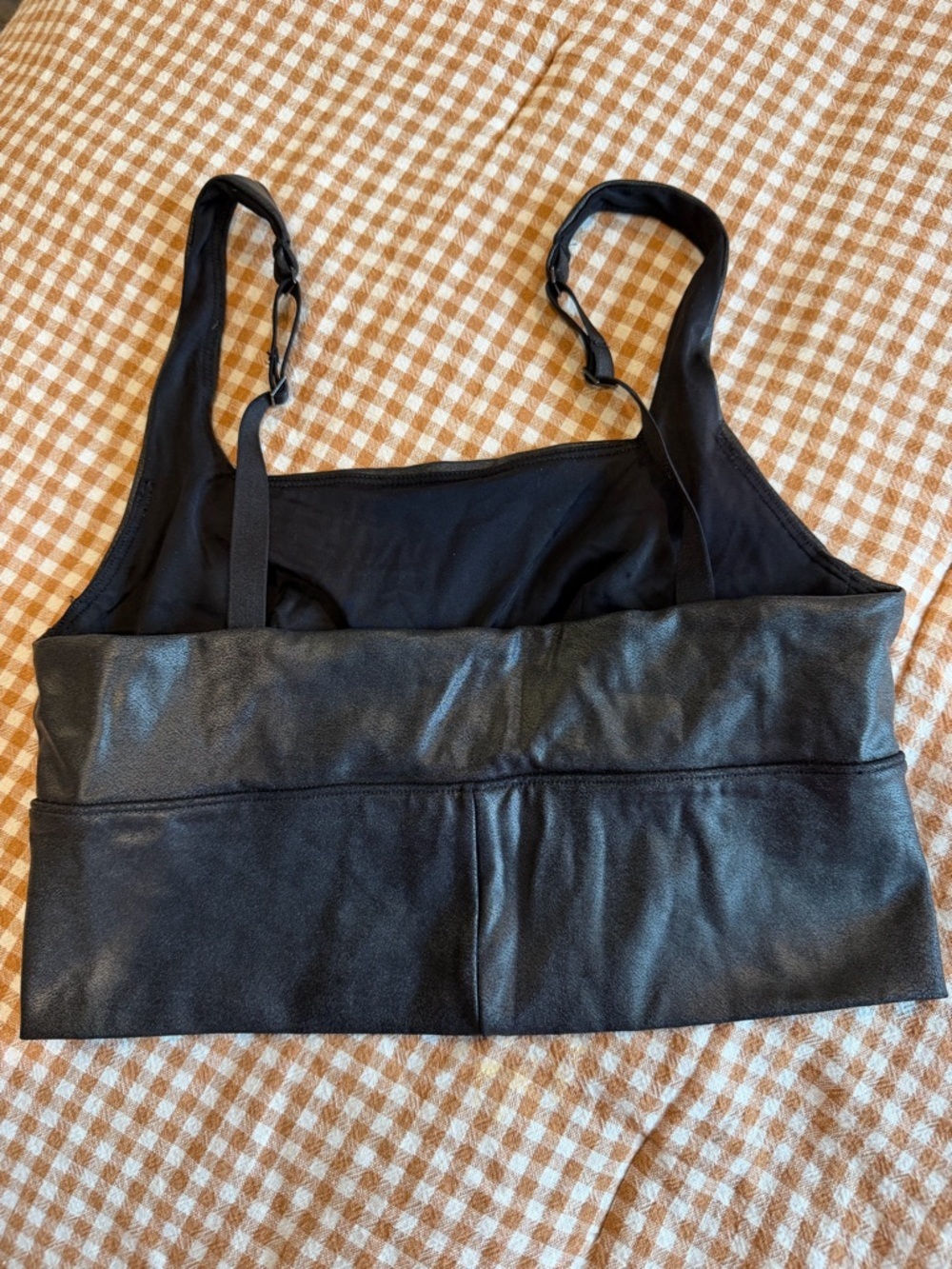 SPANX Black Faux Leather Tank Top Bralette - Picture 2 of 3
